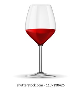Glass of red wine. Vector 3d illustration isolated on white background