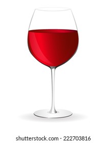 Glass of red wine - vector drawing isolated