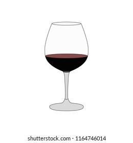 Glass of red wine. Vector illustration.