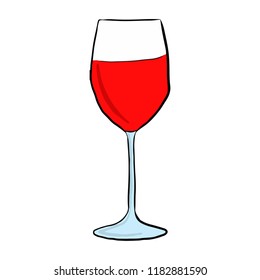 A glass with red wine. Vector illustration. Isolated icon.