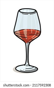 Glass of red wine - vector illustration on white
