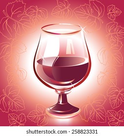 Glass of red  wine. Vector illustration. 