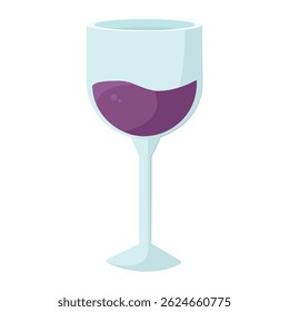 Glass with red wine. Vector illustration