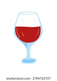 Copo com vinho tinto. Ilustração vetorial isolada sobre fundo branco.