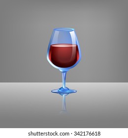 Glass of red wine. Vector illustration.