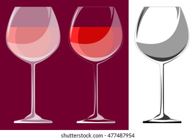 Glass of red wine. Vector illustration. EPS 10