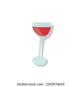 vaso de vino tinto en una iluminación vectorial de fondo blanco