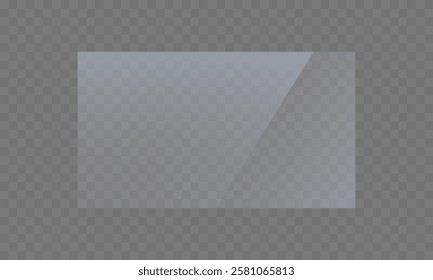 Glass reflect effect. Screen reflection illustration on a transparency grid background