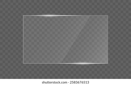 Glass reflect effect. Screen reflection illustration on a transparency grid background