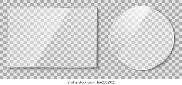 Glass with reflection effect. Mirror on transparent. Vector illustration
