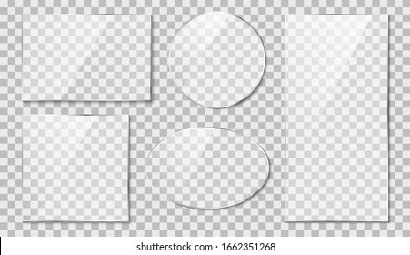 Glass with reflection effect. Mirror on transparent. Vector illustration