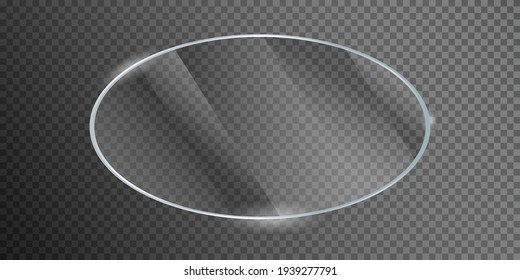Glass with reflection effect in mockup vector illustration. realistic mirror on transparent. window frame with glossy lights effect.