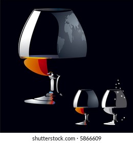 Glass. Reflection in the glass. Vector with the gradient and the simple vector.