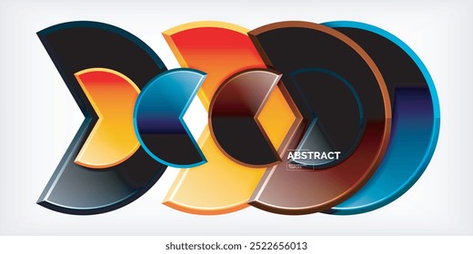 Glass reflective geometric round shapes background. Vector Illustration For Wallpaper, Banner, Background, Card, Book Illustration, landing page