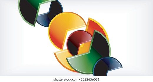 Glass reflective geometric round shapes background. Vector Illustration For Wallpaper, Banner, Background, Card, Book Illustration, landing page