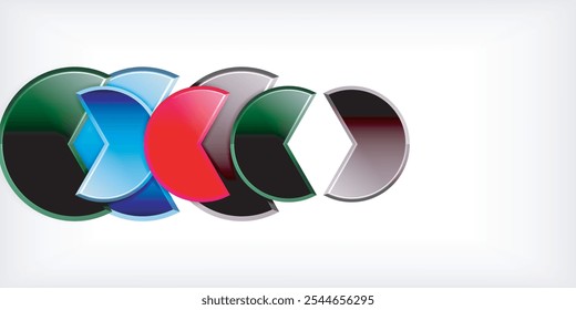 Fondo de Formas redondas geométricas reflectantes de vidrio. Ilustración vectorial para el Fondo de pantalla, Anuncio, fondo, tarjeta, ilustración del libro, landing page