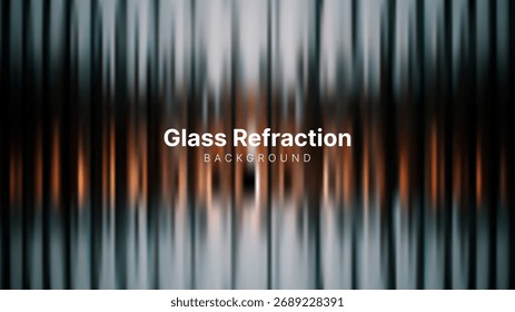 Fondo de refracción de vidrio con rayas borrosas de Vertical. Efecto de luz Abstractas para el diseño digital moderno. Concepto de visualización de datos con brillo vibrante.