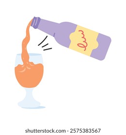 Glass of refreshing beer with bottle, ready to use icon