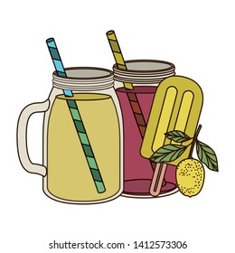 glass with refreshing drink for summer