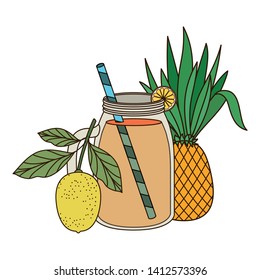 glass with refreshing drink for summer