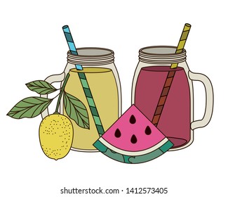 glass with refreshing drink for summer