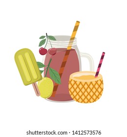 glass with refreshing drink for summer