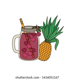 glass with refreshing drink for summer