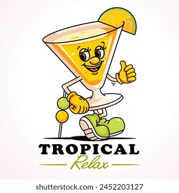 Glass of relax tequila cartoon mascot suitable for logos, posters and prints