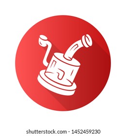 Glass rig flat design long shadow glyph icon. Cannabis industry. Ganja smoking device. Hemp distribution and sale. Marijuana legalization. Bad habit. Drug use. Vector silhouette illustration