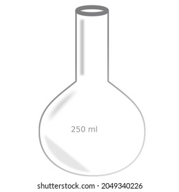 Glass round bottom flask transparent without liquid