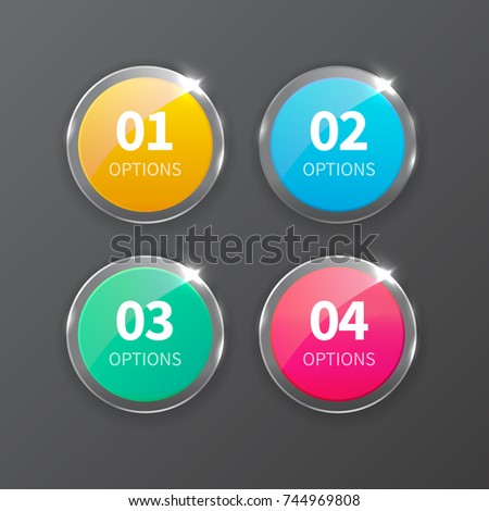 Glass round numbers set. Realistic vector illustration for infograpic. Abstract 3D digital illustration for workflow layout, diagram, number options, web design.