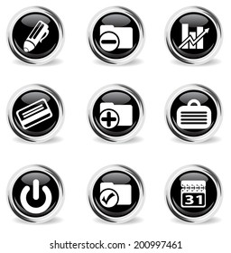 glass round office icon set