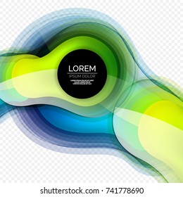 Glass round shape modern design template, abstract background. Vector illustration of glass liquid abstract shape