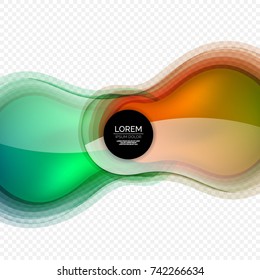 Glass round shape modern design template, abstract background. Vector illustration of glass liquid abstract shape