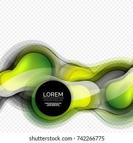 Forma redonda de cristal plantilla de diseño moderno, fondo abstracto. Ilustración vectorial de la forma abstracta del líquido de vidrio
