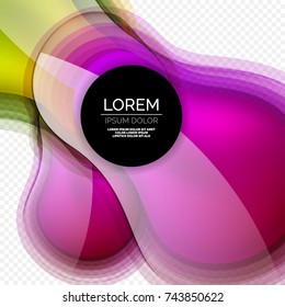 Glass round shape modern design template, abstract background. Vector illustration of glass liquid abstract shape