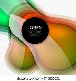 Glass round shape modern design template, abstract background. Vector illustration of glass liquid abstract shape