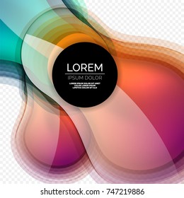 Forma redonda de cristal plantilla de diseño moderno, fondo abstracto. Ilustración vectorial de la forma abstracta del líquido de vidrio