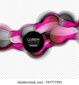 Glass round shape modern design template, abstract background. Vector illustration of glass liquid abstract shape