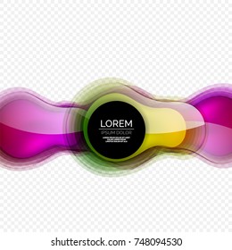 Glass round shape modern design template, abstract background. Vector illustration of glass liquid abstract shape