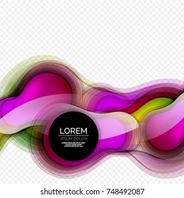 Glass round shape modern design template, abstract background. Vector illustration of glass liquid abstract shape
