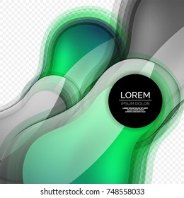 Glass round shape modern design template, abstract background. Vector illustration of glass liquid abstract shape