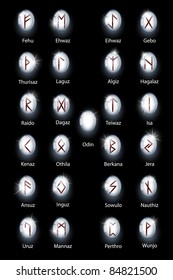 Glass runes on black