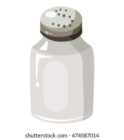 Glass saltcellar with salt. Flat design. Eps 10