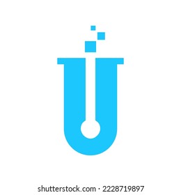 Signo vectorial del diseño del logotipo del laboratorio de ciencias de la vidrio