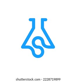 Glass Science Lab Bottle logo design vector sign