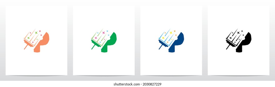 Glass Scraper Cleaning Letter Logo Design P