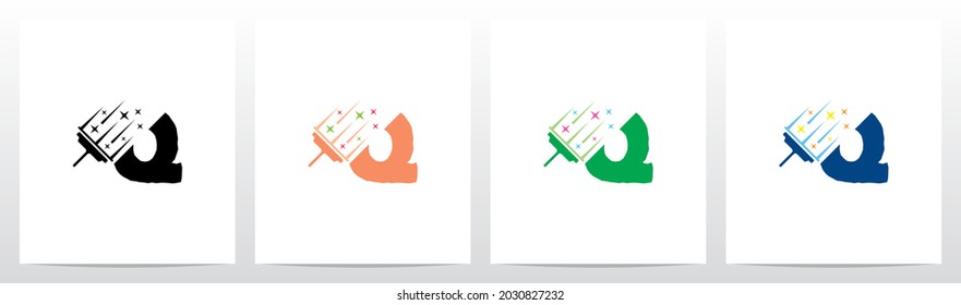 Glass Scraper Cleaning Letter Logo Design Q