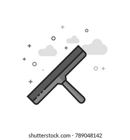 Glass scraper icon in flat outlined grayscale style. Vector illustration.