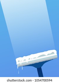 Glass scraper for washing window. Window cleaning. Vector flat illustration for cleaning service concept and your design.